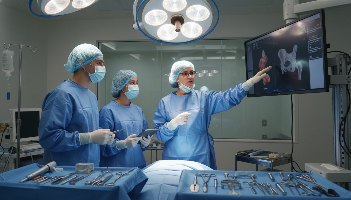 Orthopedic surgeon teaching residents in operating room Orthopedic surgeon teaching residents in operating room - orthopedic surgery residency for Academic vs Private Practice in Or