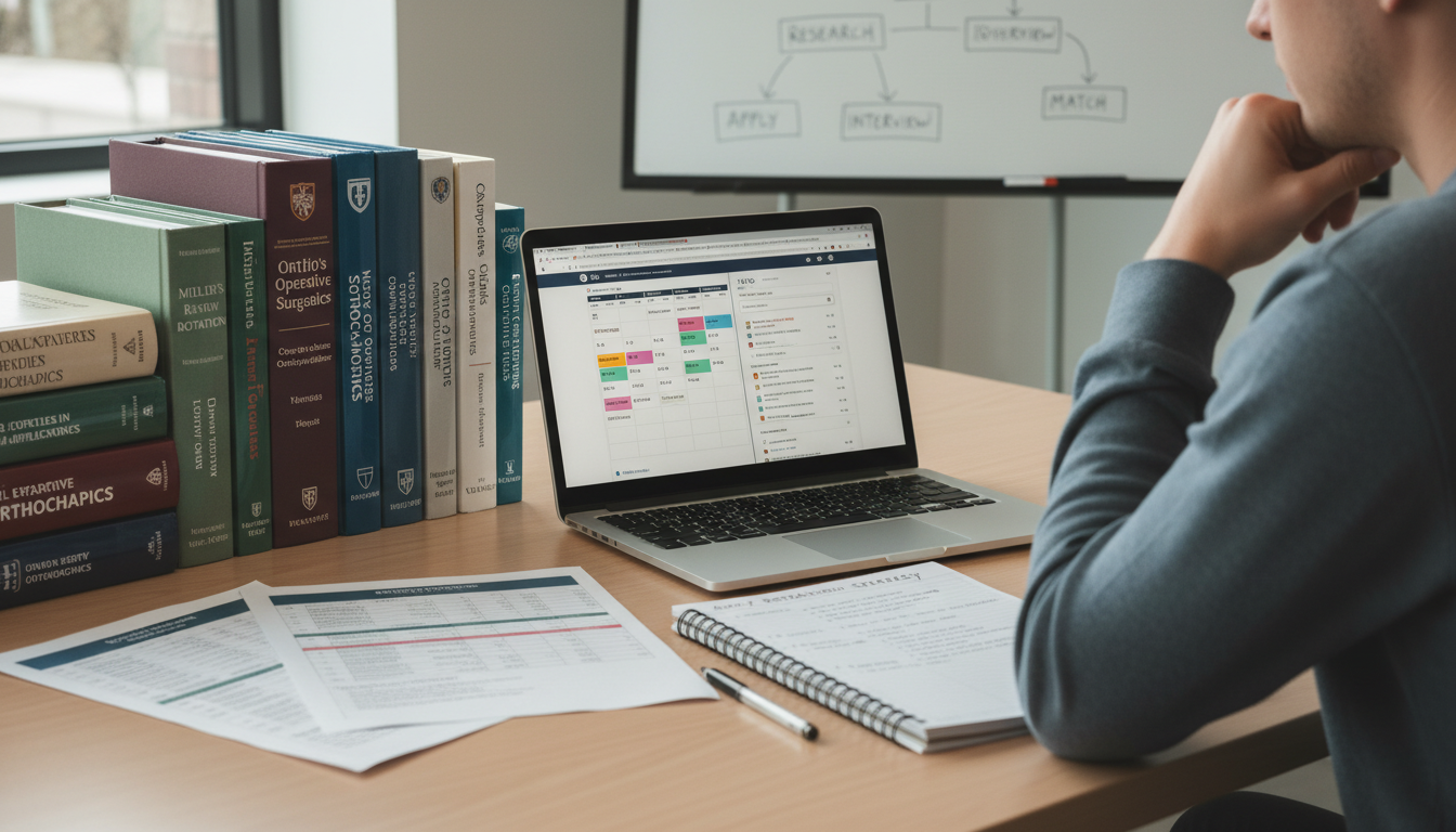 Medical student planning away rotations on laptop with calendar Medical student planning away rotations on laptop with calendar - orthopedic surgery residency for Away Rotation Strategy in