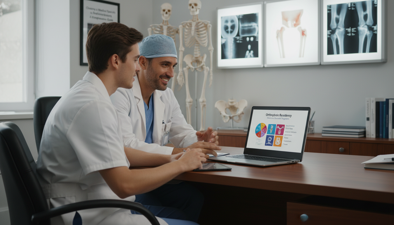 Medical student discussing orthopedic career choices with mentor Medical student discussing orthopedic career choices with mentor - orthopedic surgery residency for Choosing a Medical Specia