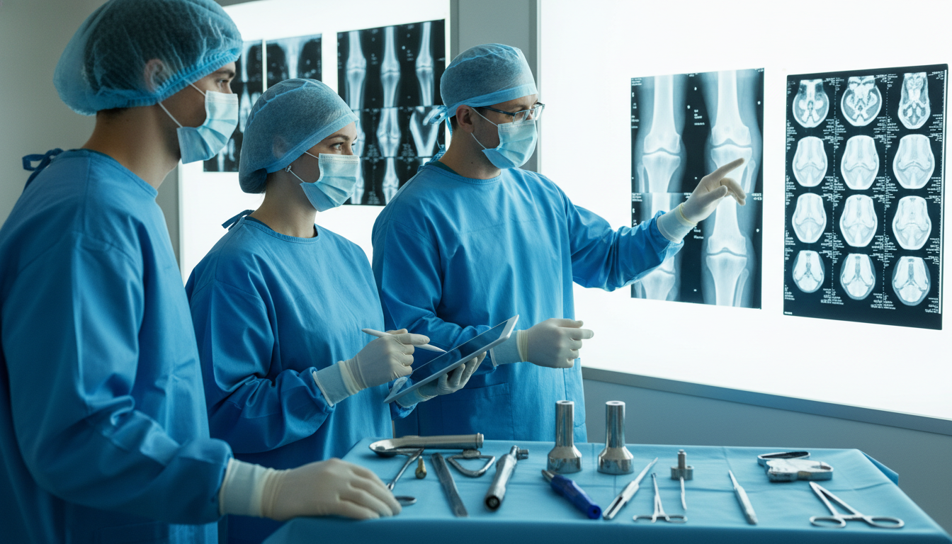 Medical student working with orthopedic surgeons in the operating room Medical student working with orthopedic surgeons in the operating room - orthopedic surgery residency for Letters of Recommen