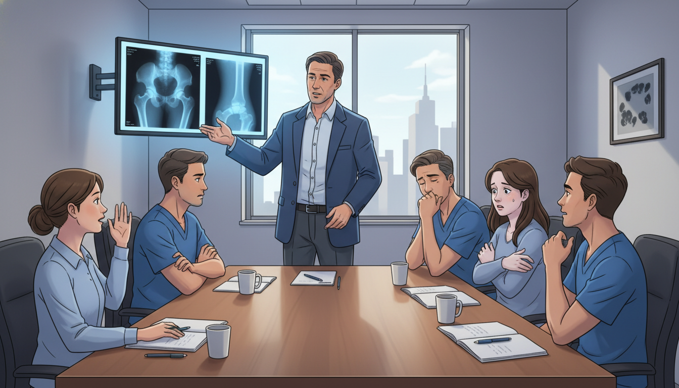 Orthopedic residents in conference with mixed expressions Orthopedic residents in conference with mixed expressions - orthopedic surgery residency for Identifying Malignant Programs i