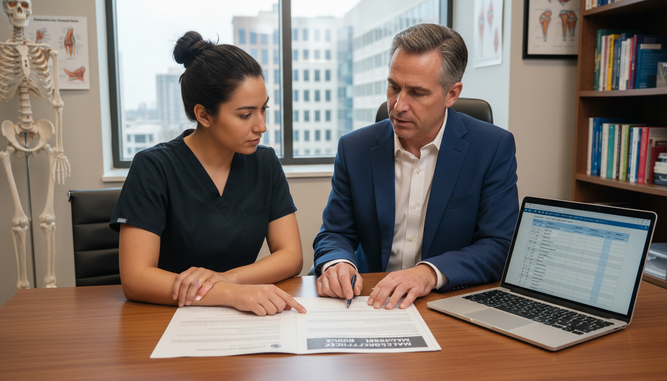 Orthopedic surgery resident discussing moonlighting malpractice coverage with program director - orthopedic surgery residency