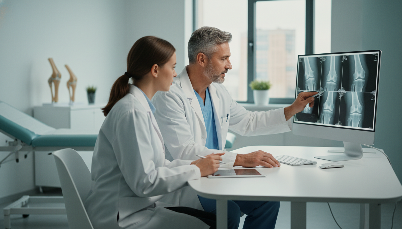 Medical student speaking with orthopedic surgery mentor in clinic Medical student speaking with orthopedic surgery mentor in clinic - orthopedic surgery residency for Networking in Medicine i