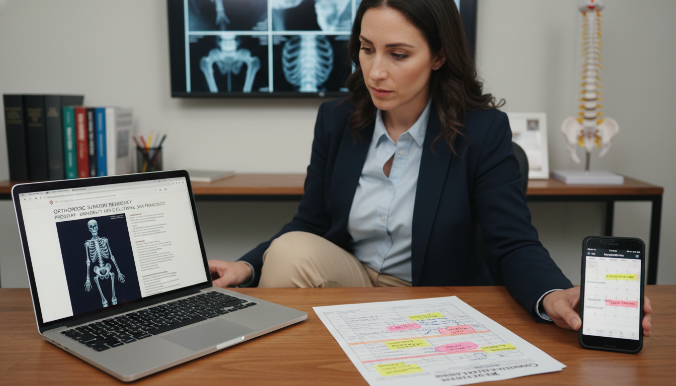 Orthopedic Residency Applicant Reviewing Programs and Taking Notes Orthopedic Residency Applicant Reviewing Programs and Taking Notes - orthopedic surgery residency for Pre-Interview Preparati