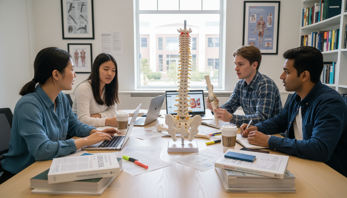 Pre-med students studying and collaborating on orthopedic-related research Pre-med students studying and collaborating on orthopedic-related research - orthopedic surgery residency for Pre-Med Prepara