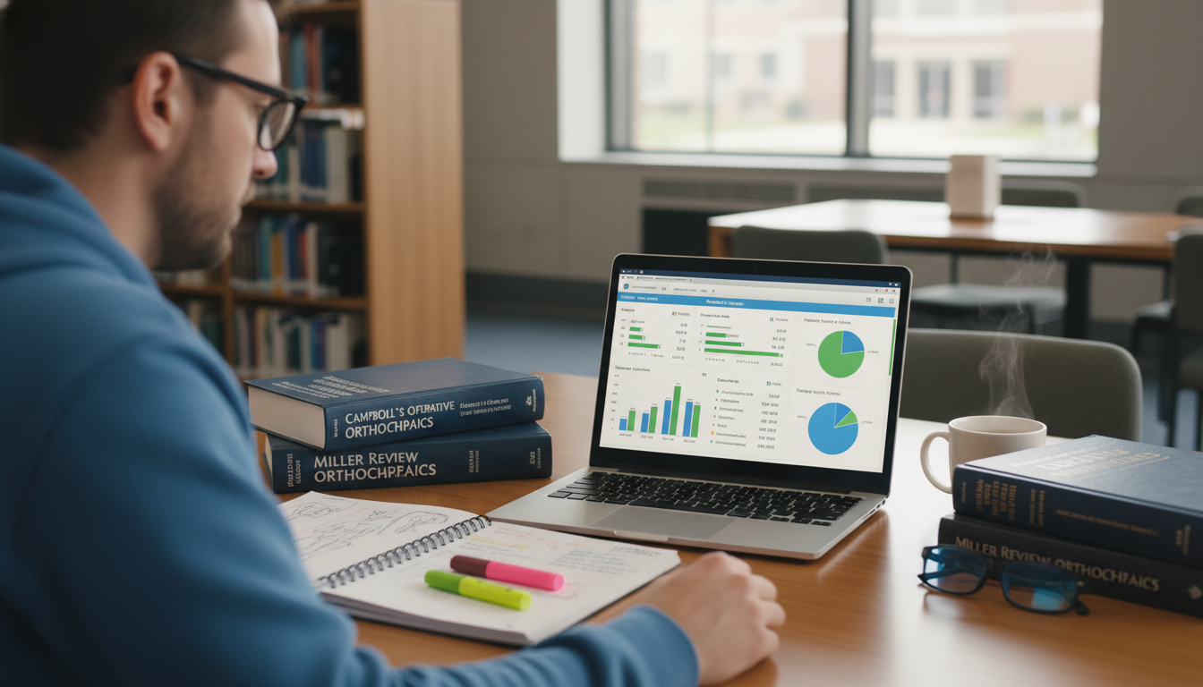 Medical student analyzing Step 2 CK question bank performance data Medical student analyzing Step 2 CK question bank performance data - orthopedic surgery residency for USMLE Step 2 CK Prepara