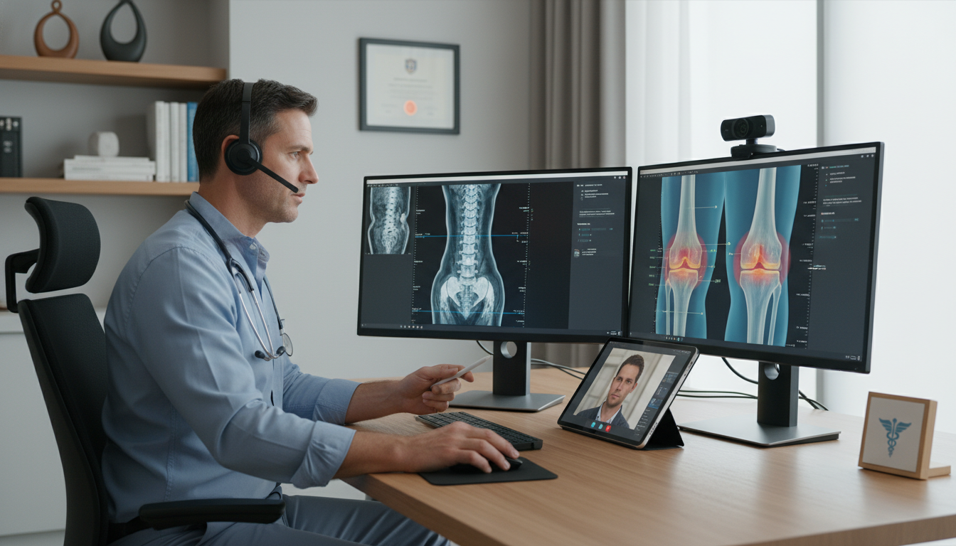 Orthopedic surgeon working remotely on telemedicine platform Orthopedic surgeon working remotely on telemedicine platform - orthopedic surgery residency for Telemedicine Career Opportuni