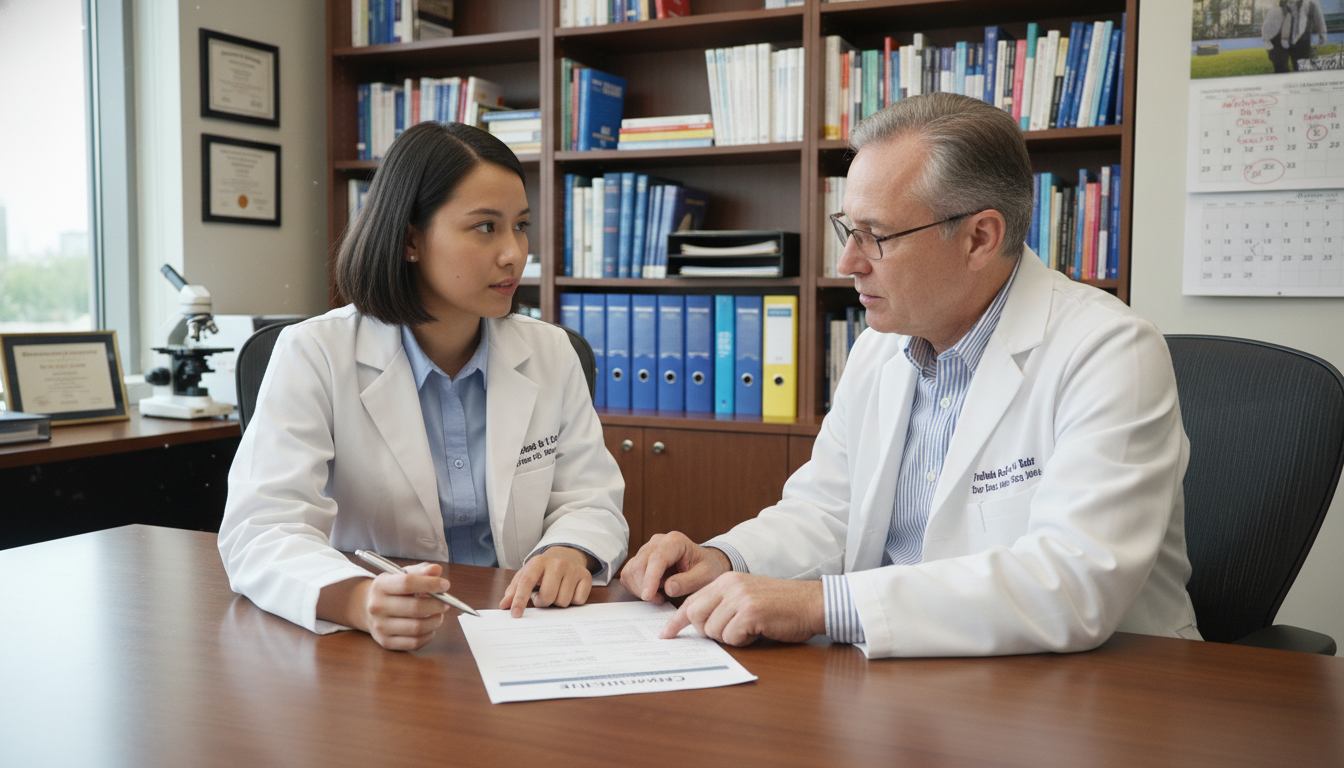 Pathology resident meeting with mentor to discuss fellowship options Pathology resident meeting with mentor to discuss fellowship options - pathology residency for Fellowship Preparation in Path