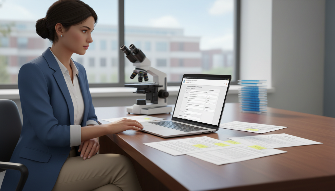 Pathology resident preparing fellowship applications at a computer Pathology resident preparing fellowship applications at a computer - pathology residency for Fellowship Preparation in Pathol