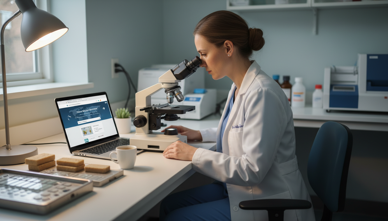 Pathologist Locum Tenens Reviewing Slides in Community Hospital Pathologist Locum Tenens Reviewing Slides in Community Hospital - pathology residency for Locum Tenens Opportunities in Patho