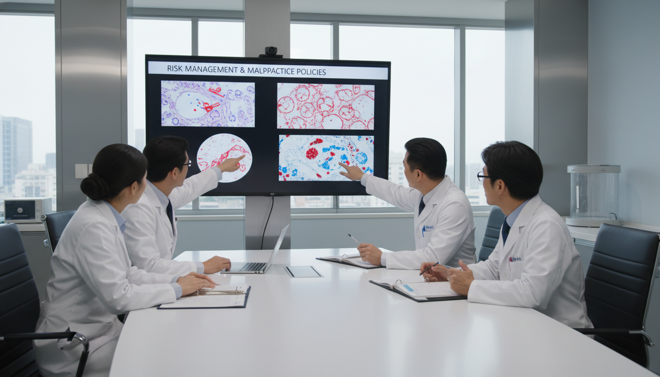 Pathology team in discussion about risk management and malpractice Pathology team in discussion about risk management and malpractice - pathology residency for Malpractice Insurance Guide in P