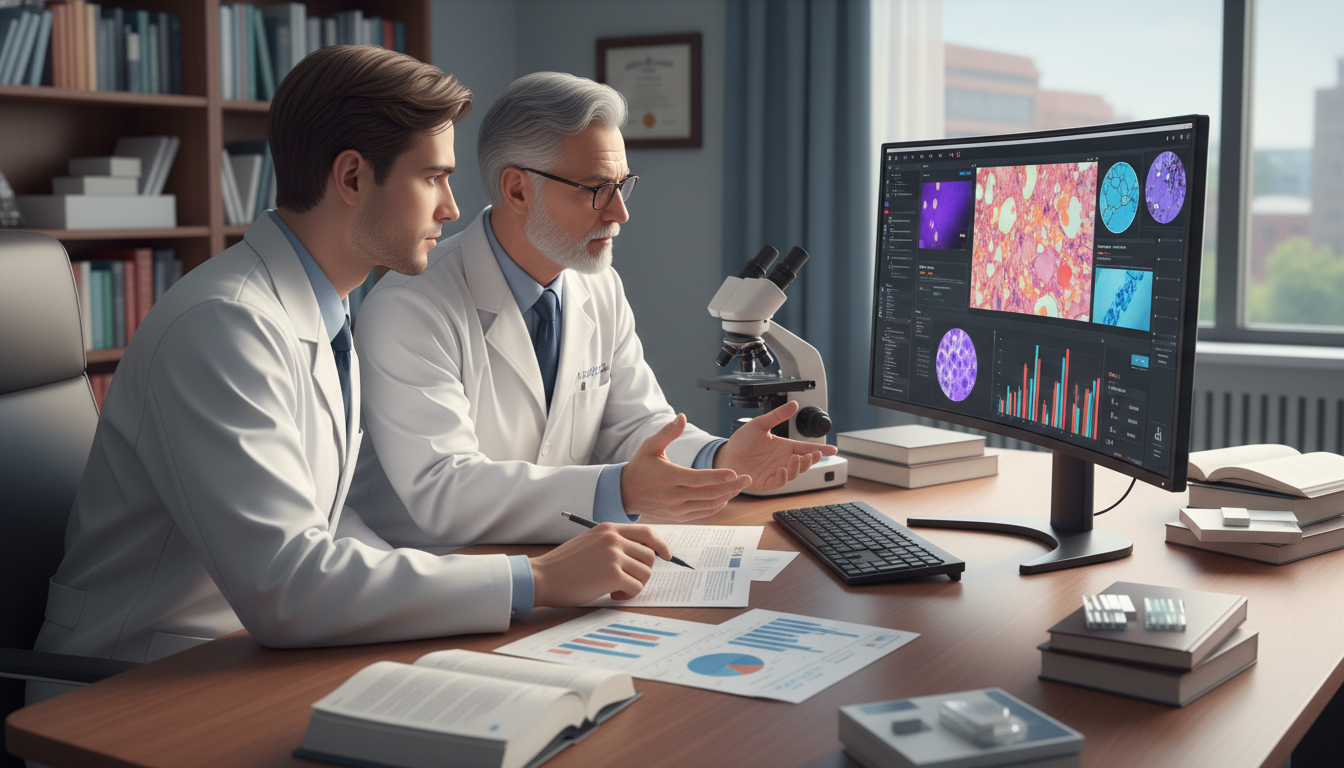 Pathology resident meeting with mentor to discuss research project - pathology residency for Research During Residency in Pat