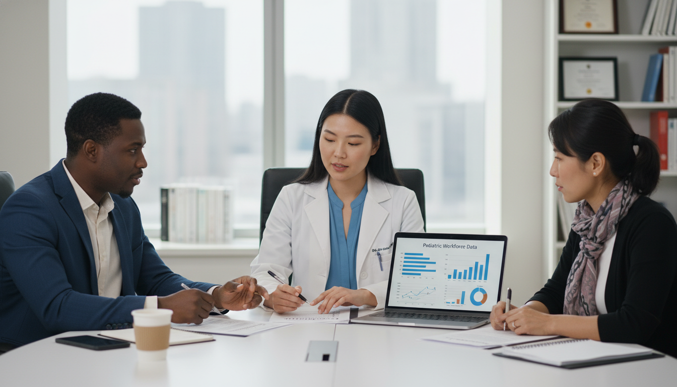 Pediatricians discussing long-term career paths Pediatricians discussing long-term career paths - pediatrics residency for Academic vs Private Practice in Pediatrics: A Comp