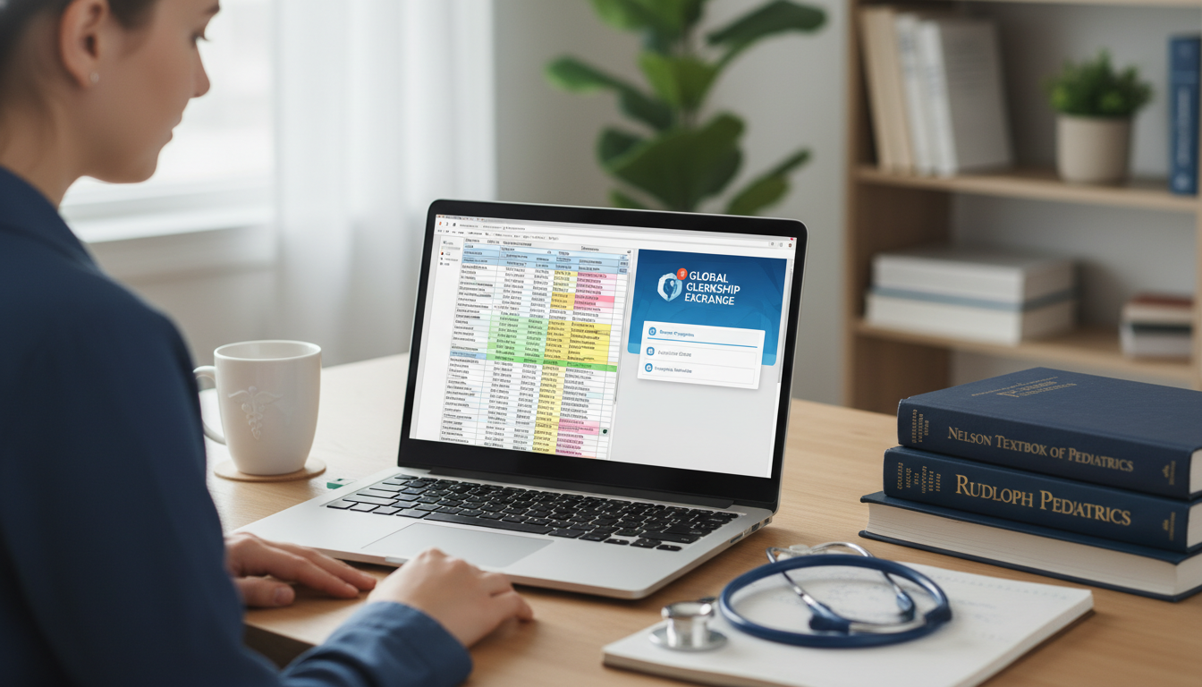 Medical student planning pediatrics away rotations on laptop Medical student planning pediatrics away rotations on laptop - pediatrics residency for Away Rotation Strategy in Pediatrics: