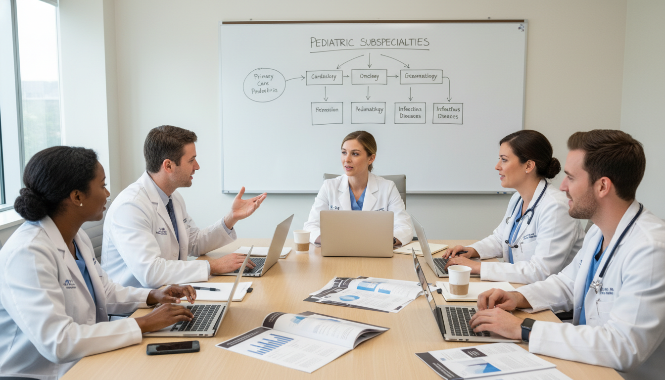 Pediatrics residents studying fellowship options together - pediatrics residency for Choosing a Medical Specialty in Pediatri