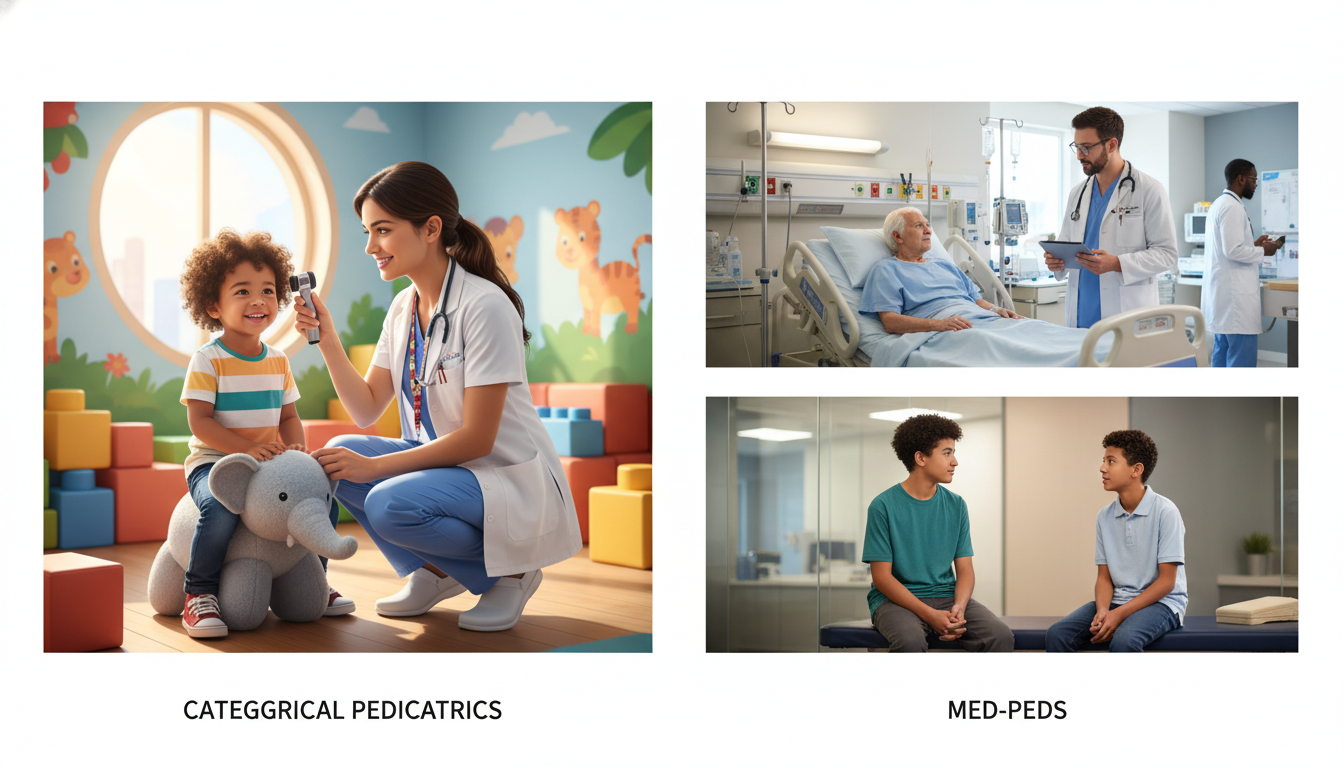Side-by-side comparison of categorical pediatrics and med-peds residents - pediatrics residency for Combined vs Categorical P