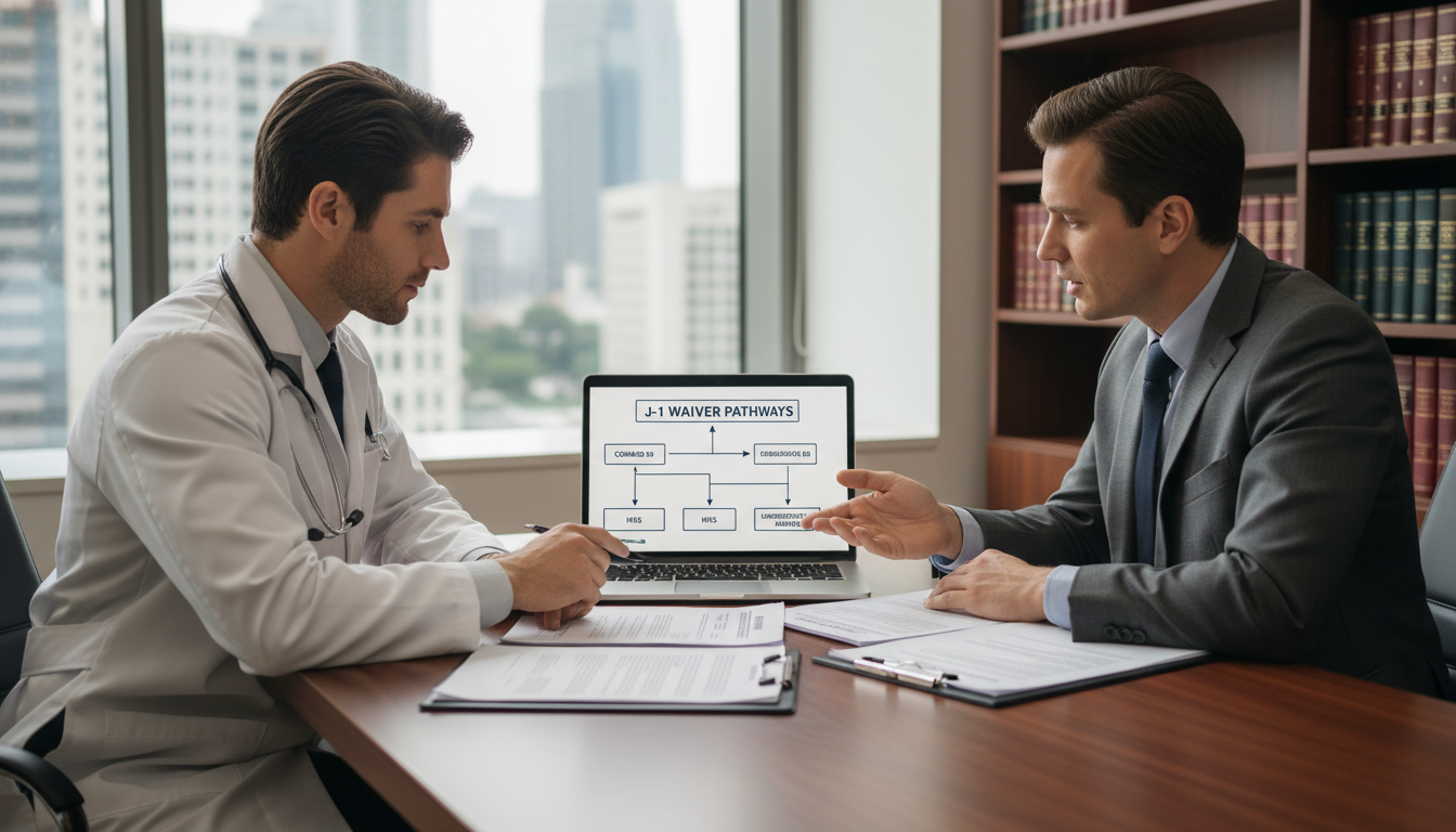 Pediatrician meeting with immigration attorney about J-1 waiver options Pediatrician meeting with immigration attorney about J-1 waiver options - pediatrics residency for J-1 Waiver Strategies in P