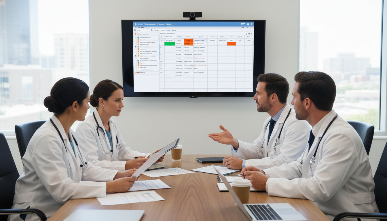 Pediatricians in group practice reviewing staffing needs and schedules Pediatricians in group practice reviewing staffing needs and schedules - pediatrics residency for Job Search Timing in Pediat