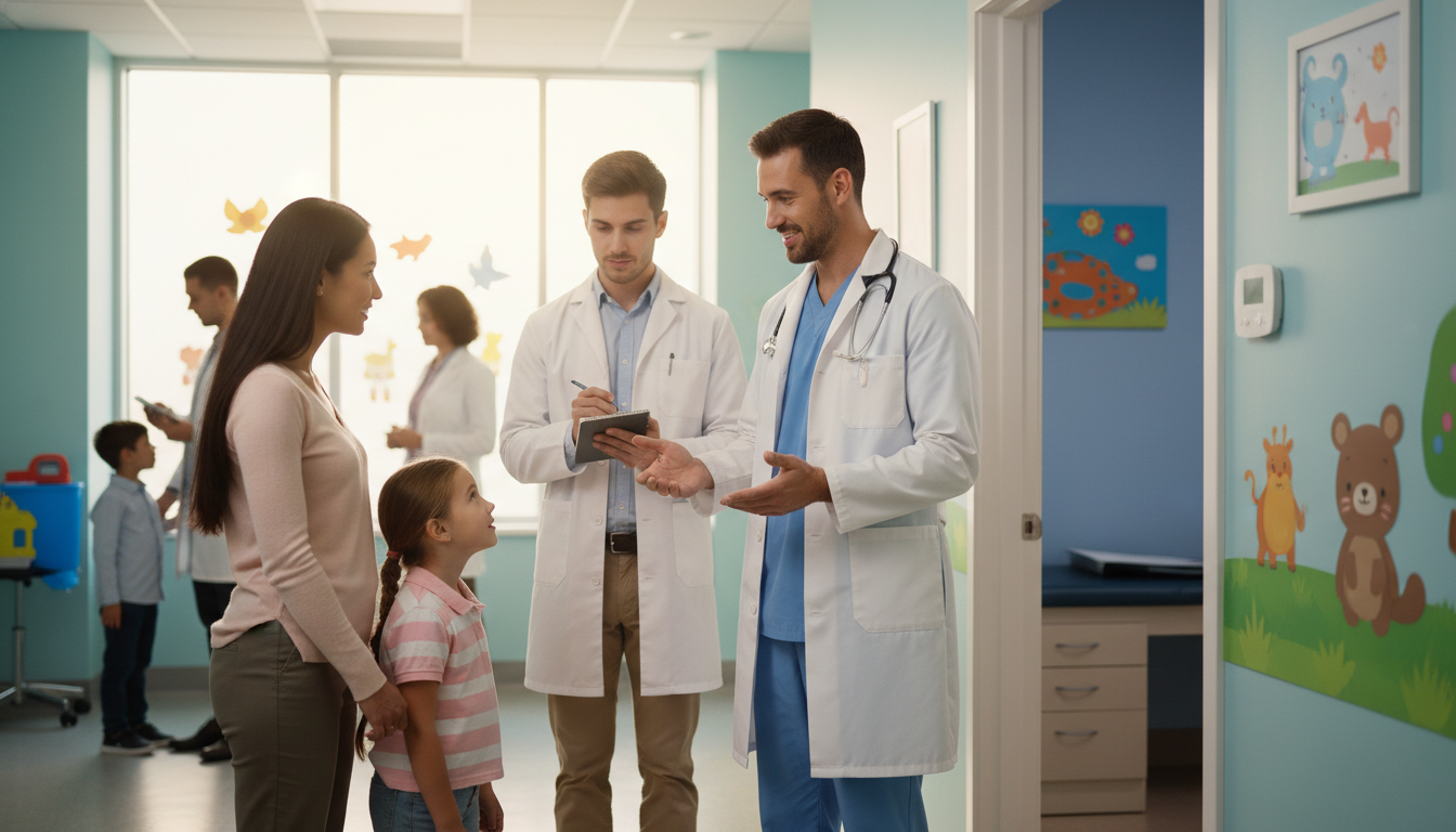 Pediatric clinic hallway with medical student observing Pediatric clinic hallway with medical student observing - pediatrics residency for Medical Shadowing Experience in Pediatrics