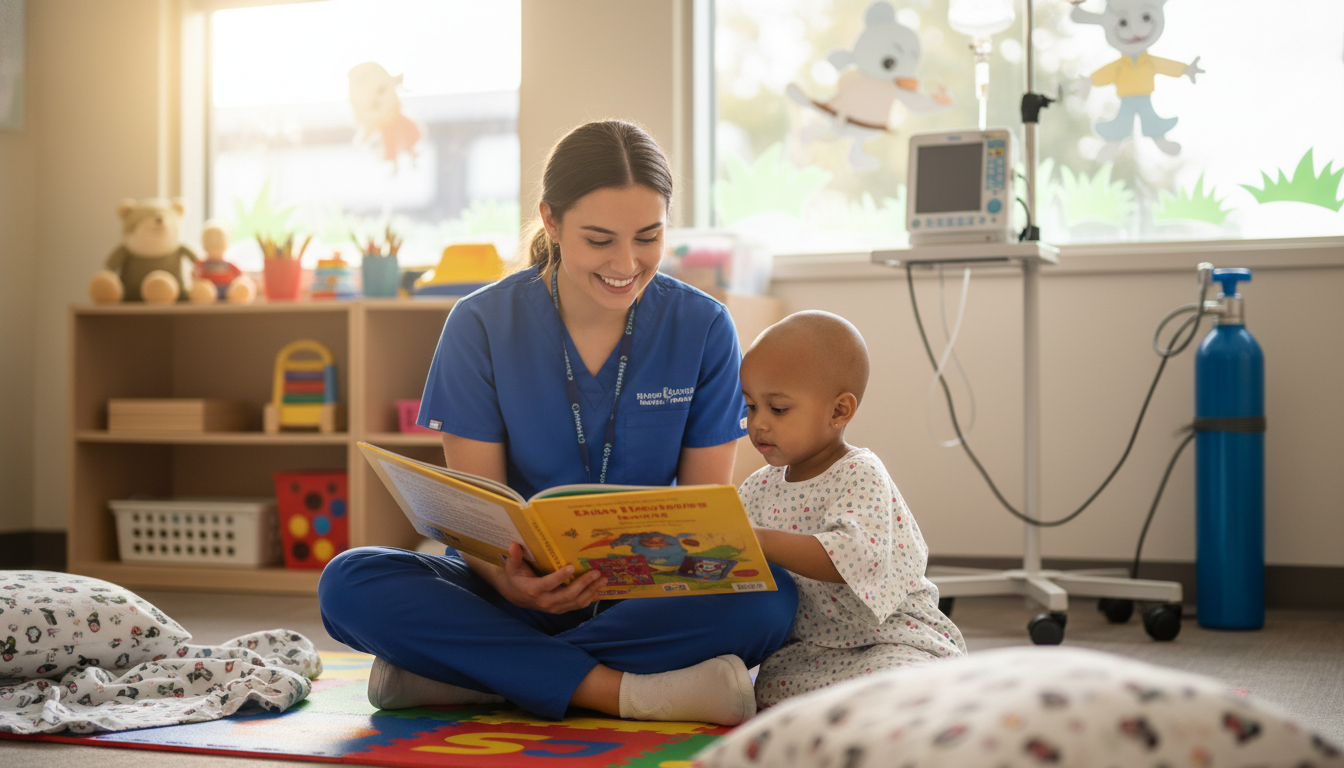 Premed volunteer interacting with a child patient Premed volunteer interacting with a child patient - pediatrics residency for Pre-Med Preparation in Pediatrics: A Comprehensi