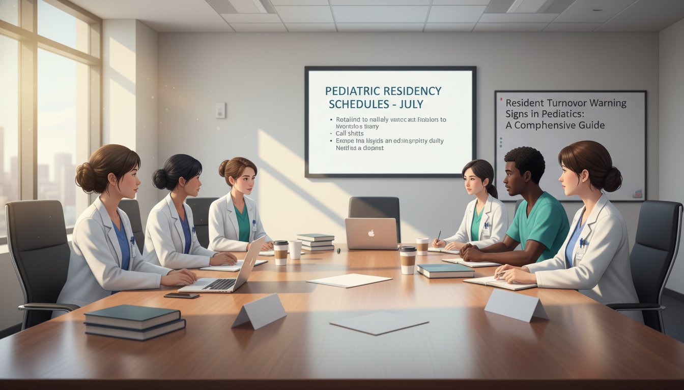 Pediatric residents in a conference room with an empty chair symbolizing missing residents Pediatric residents in a conference room with an empty chair symbolizing missing residents - pediatrics residency for Residen