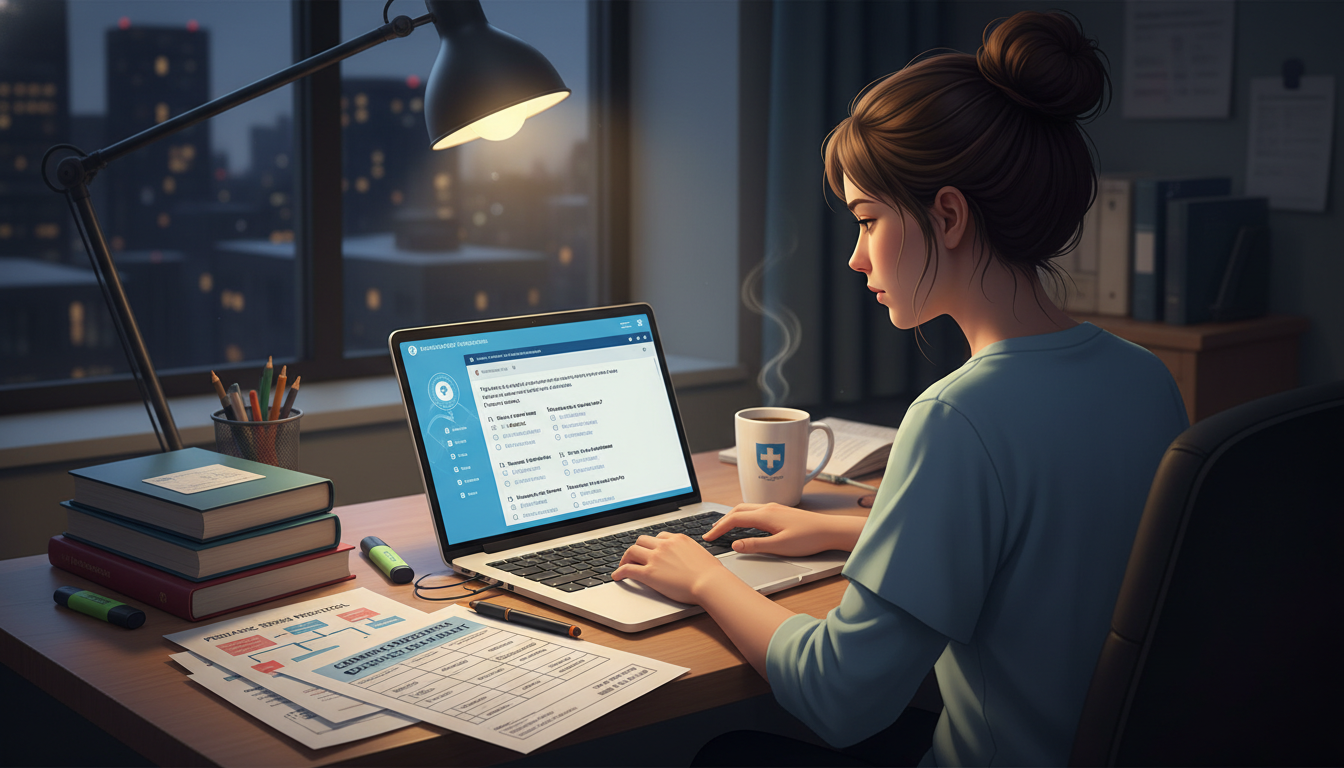 Pediatrics resident reviewing question bank and CCS cases - pediatrics residency for USMLE Step 3 Preparation in Pediatrics: