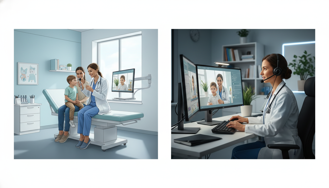 Pediatrician hybrid practice with clinic and telemedicine setup Pediatrician hybrid practice with clinic and telemedicine setup - pediatrics residency for Telemedicine Career Opportunities