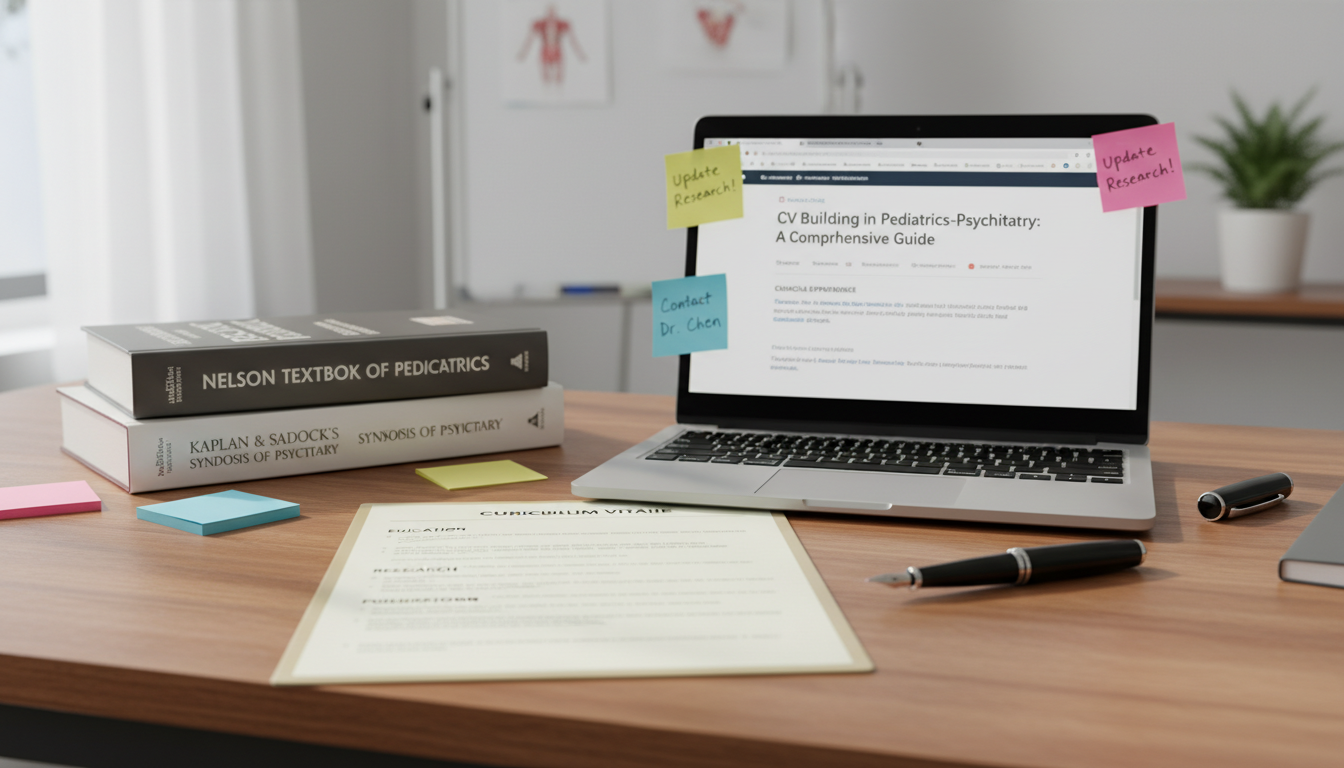 Organized medical student CV layout on desk Organized medical student CV layout on desk - peds psych residency for CV Building in Pediatrics-Psychiatry: A Comprehensive