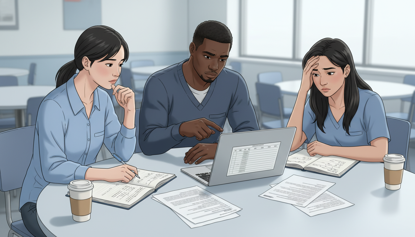 Medical residents comparing program notes in a cafeteria Medical residents comparing program notes in a cafeteria - peds psych residency for Identifying Malignant Programs in Pediatr