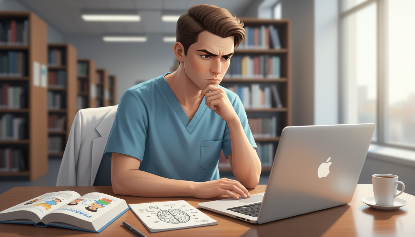 Residency applicant thoughtfully reading an email that may be a pre-match offer Residency applicant thoughtfully reading an email that may be a pre-match offer - peds psych residency for Pre-Match Communic