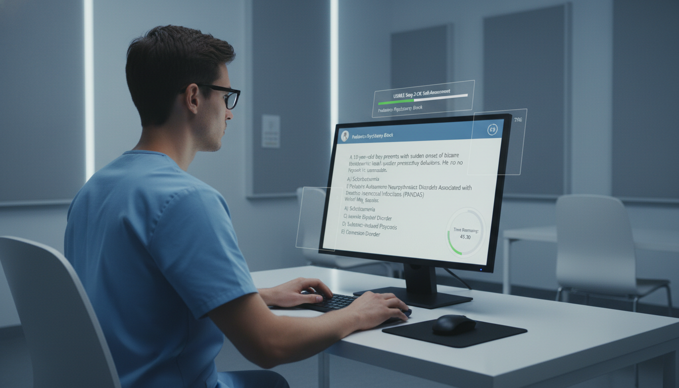 Medical student taking a practice NBME exam for Step 2 CK Medical student taking a practice NBME exam for Step 2 CK - peds psych residency for USMLE Step 2 CK Preparation in Pediatric
