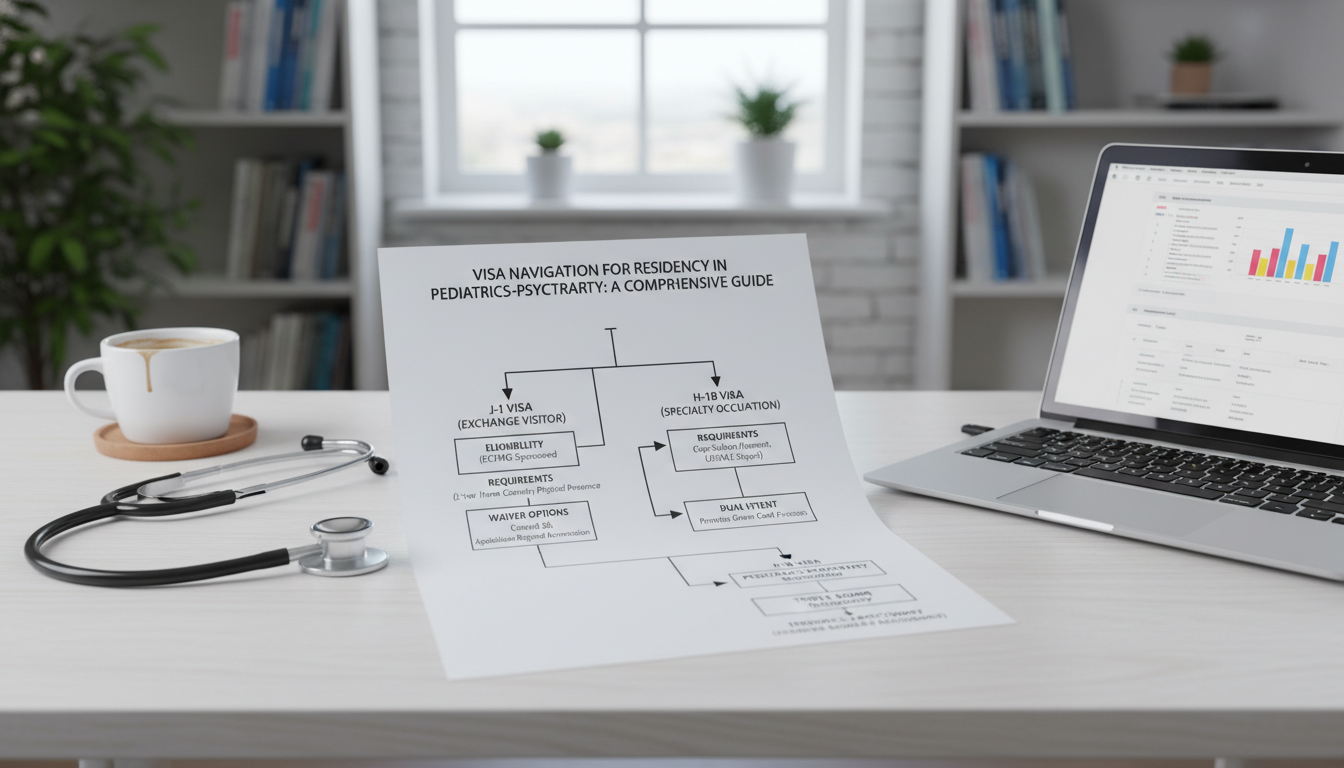 Flowchart of J-1 vs H-1B visa decision for pediatrics-psychiatry residency Flowchart of J-1 vs H-1B visa decision for pediatrics-psychiatry residency - peds psych residency for Visa Navigation for Res