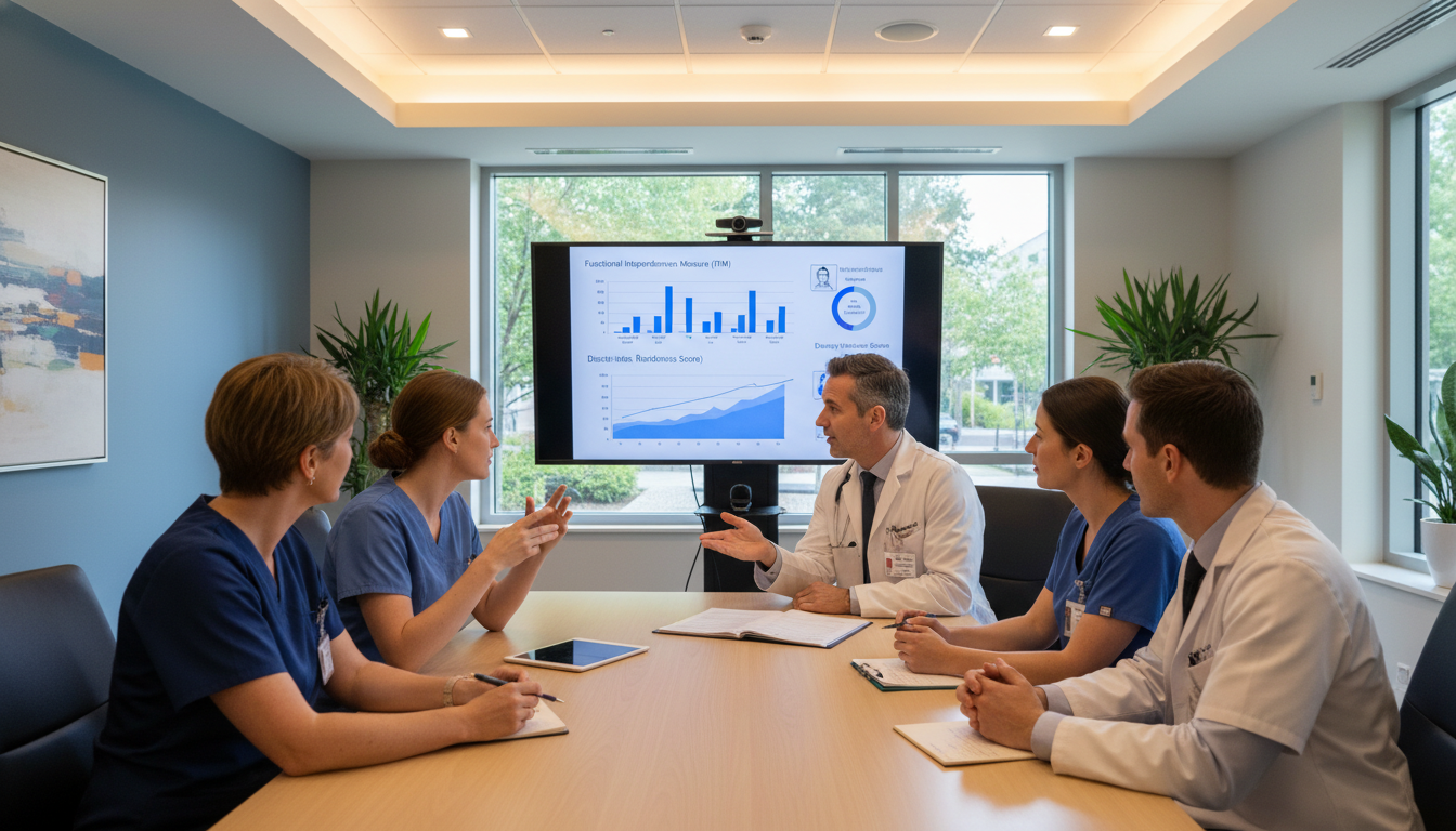 Interdisciplinary rehabilitation team meeting on an inpatient rehab unit Interdisciplinary rehabilitation team meeting on an inpatient rehab unit - PM&R residency for Excelling in Clinical Rotations