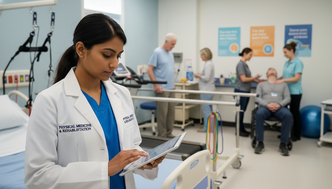 Resident physiatrist on inpatient rehabilitation rounds Resident physiatrist on inpatient rehabilitation rounds - PM&R residency for Managing Residency Work Hours in Physical Medici