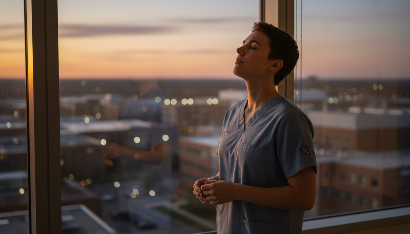 Plastic surgery resident taking a brief mindfulness break near the hospital window Plastic surgery resident taking a brief mindfulness break near the hospital window - plastic surgery residency for Residency