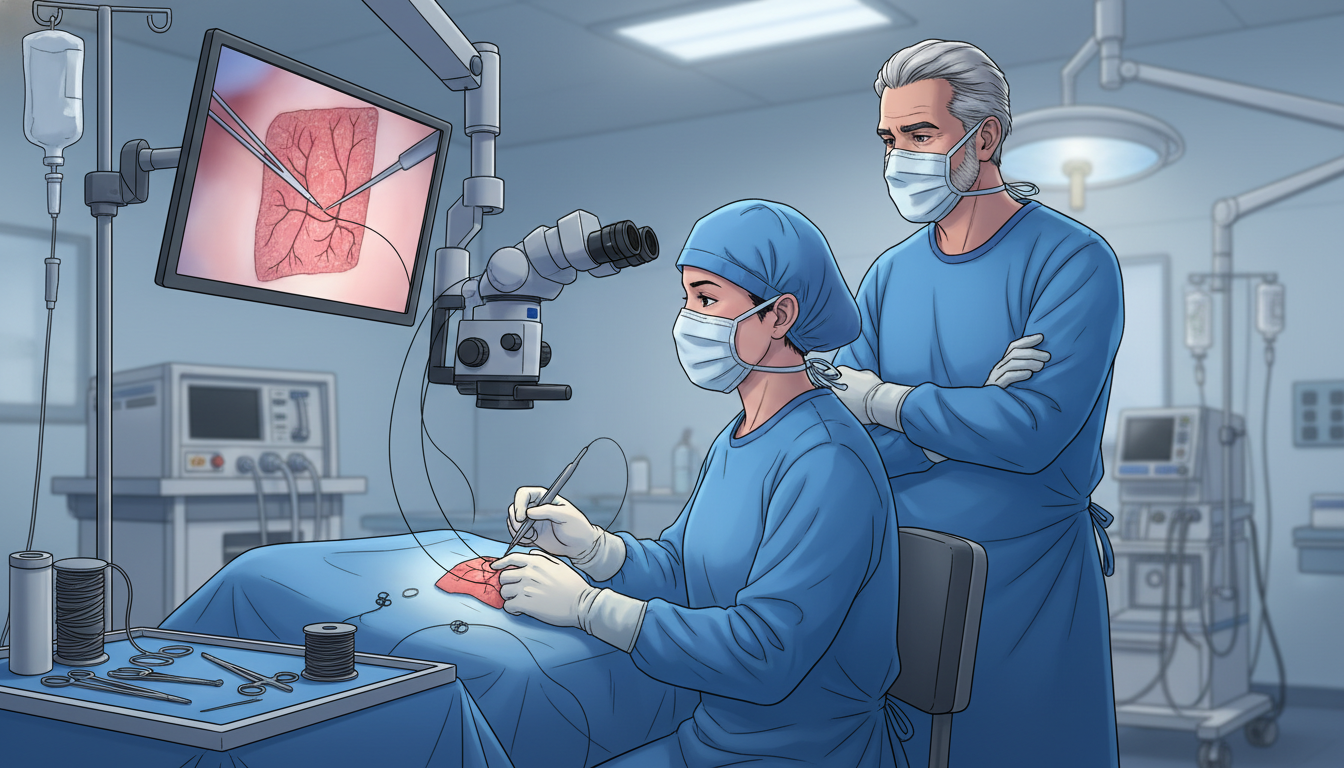 Plastic surgery resident performing microsurgery under magnification Plastic surgery resident performing microsurgery under magnification - plastic surgery residency for Choosing a Medical Speci