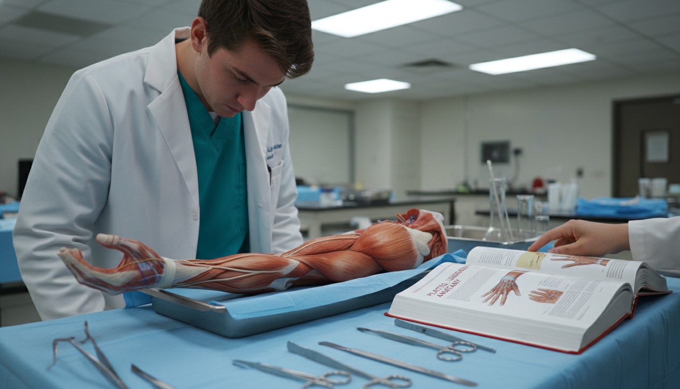 Medical student learning anatomy in dissection lab - plastic surgery residency for Surviving First Year of Med School in Plas
