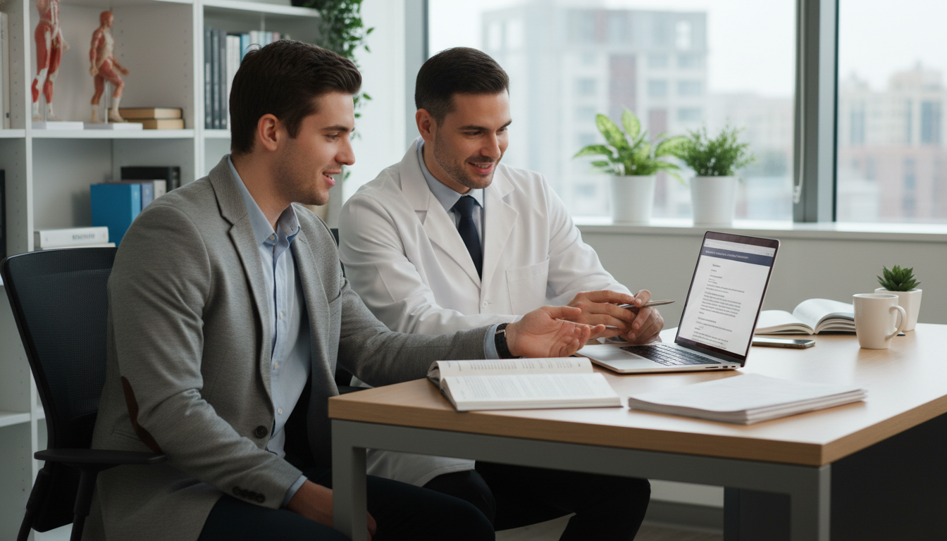 Medical student discussing research with plastic surgery mentor - plastic surgery residency for Surviving First Year of Med S