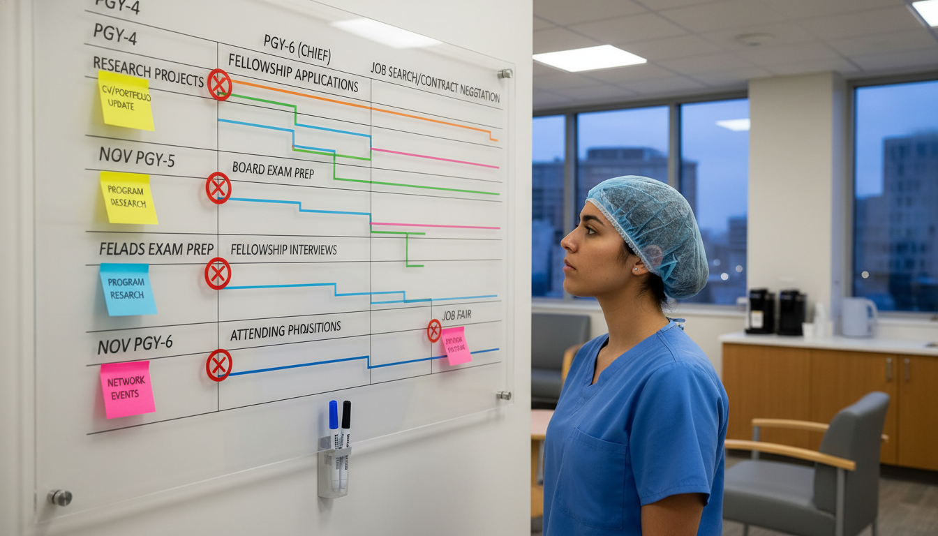 Plastic surgery resident mapping out a multi-year job search timeline - plastic surgery residency for Job Search Timing in Pl