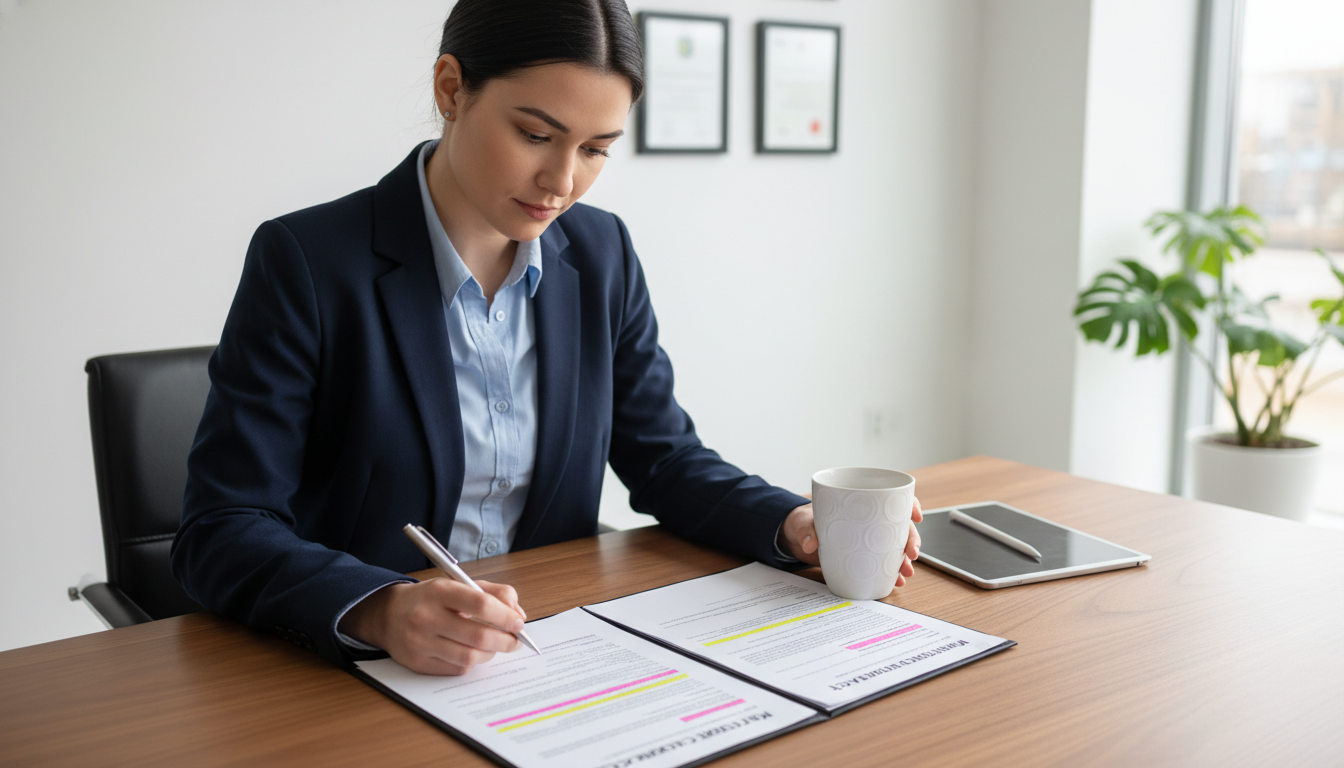 Plastic surgeon reviewing employment contract and malpractice policy - plastic surgery residency for Malpractice Insurance Gu