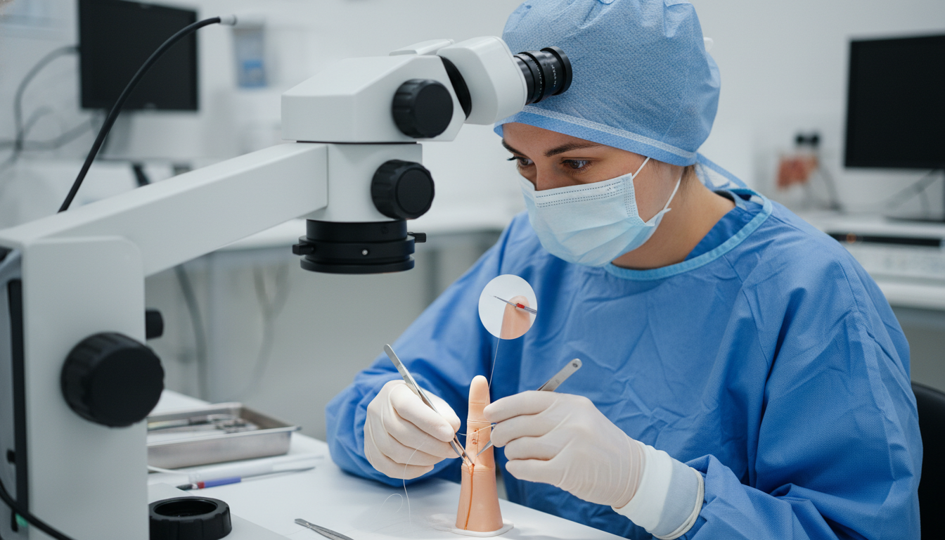 Plastic surgery resident practicing microsurgical technique on a training model Plastic surgery resident practicing microsurgical technique on a training model - plastic surgery residency for Operative Exp