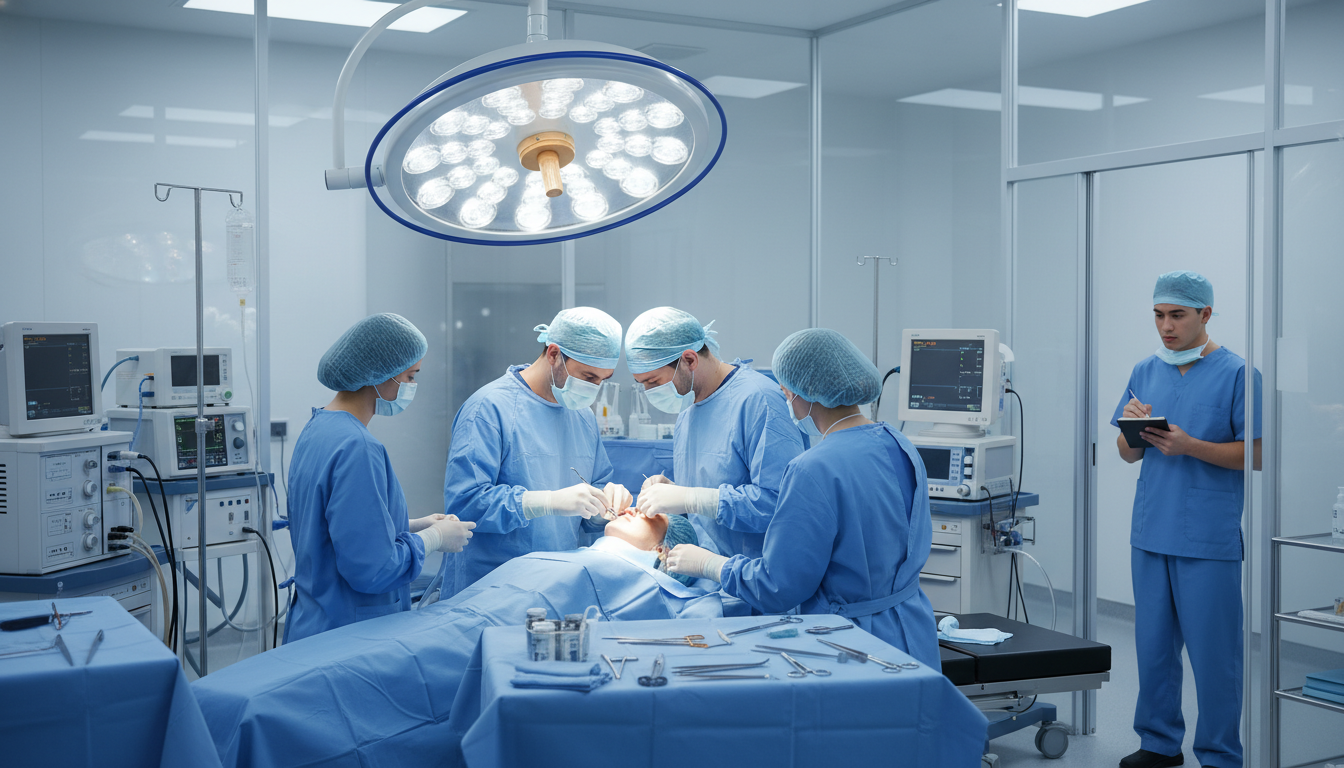 Pre-med student shadowing a plastic surgeon in the operating room Pre-med student shadowing a plastic surgeon in the operating room - plastic surgery residency for Pre-Med Preparation in Plas