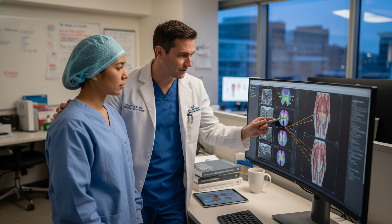 Plastic surgery resident and attending discussing operative plan - plastic surgery residency for Questions to Ask Programs in