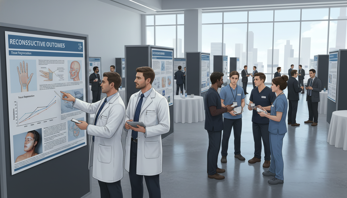 Plastic surgery residents presenting research posters at a national conference - plastic surgery residency for Research Durin