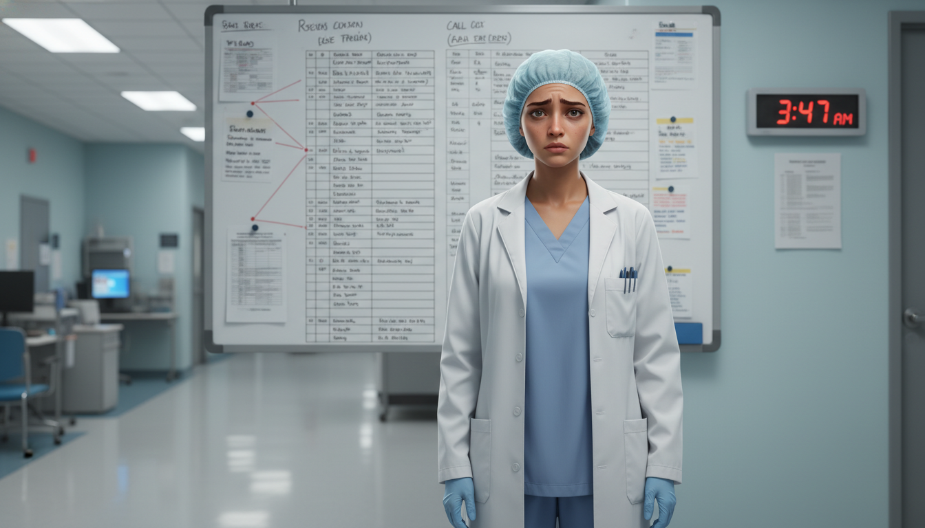 Overworked plastic surgery resident looking at schedule board Overworked plastic surgery resident looking at schedule board - plastic surgery residency for Resident Turnover Warning Signs