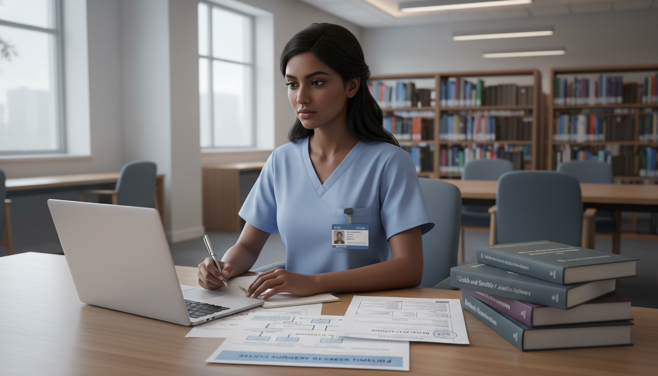 International plastic surgery resident reviewing visa documents and planning career path - plastic surgery residency for Visa