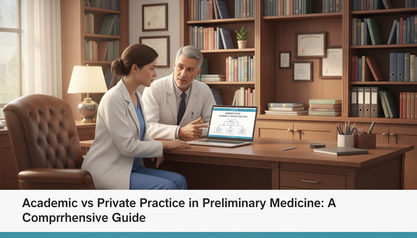 Resident meeting with a mentor about career planning Resident meeting with a mentor about career planning - preliminary medicine year for Academic vs Private Practice in Prelimin