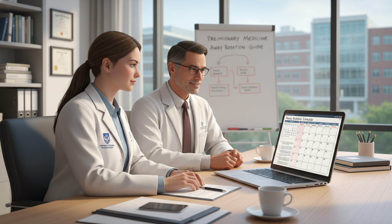 Medical student discussing plan with residency program director Medical student discussing plan with residency program director - preliminary medicine year for Away Rotation Strategy in Pre
