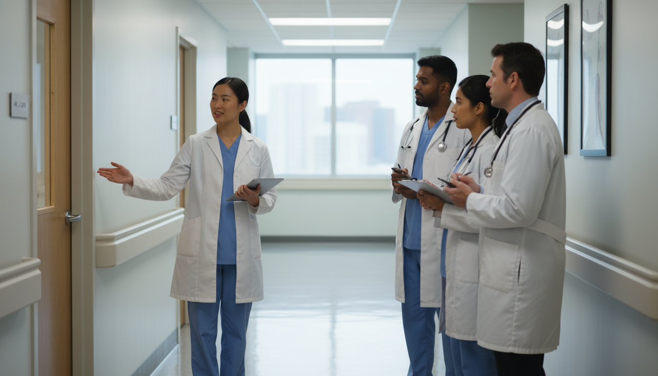 Medical student presenting on inpatient rounds during away rotation Medical student presenting on inpatient rounds during away rotation - preliminary medicine year for Away Rotation Strategy in