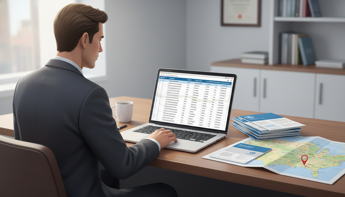 Residency applicant reviewing a spreadsheet of H-1B friendly preliminary medicine programs Residency applicant reviewing a spreadsheet of H-1B friendly preliminary medicine programs - preliminary medicine year for H-